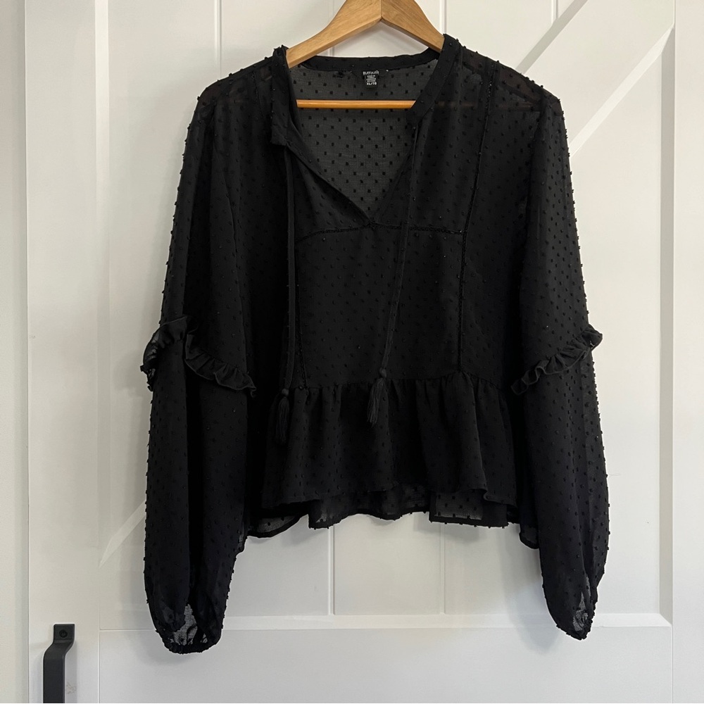 Flowy sheer black blouse from Buffalo